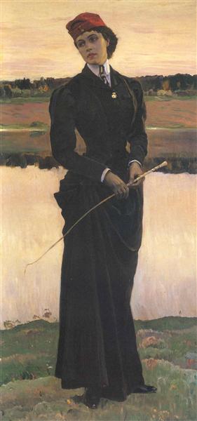 Retrato de Olga Nesterova (mulher em Mount Habit) - 1906