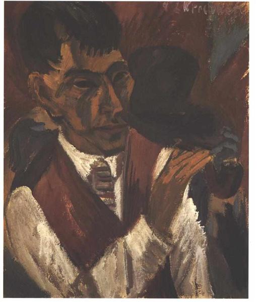 Retrato De Otto Mueller Con Pipa - 1917