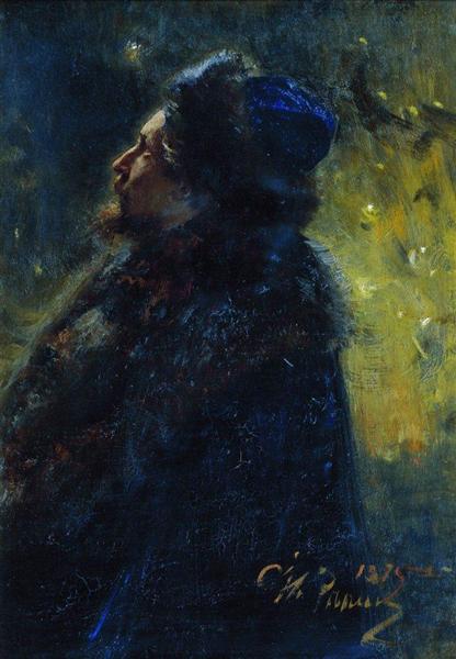 Portrait of the painter Viktor Mikhailovich Vasnetsov. Study for him painting Sadko in the underwater kingdom. - 1875