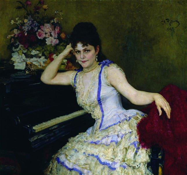 Portret van de pianist en professor van het conservatorium van St. Petersburg Sophie Querer - 1887