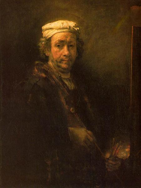 Portret artysty w jego sztalugie - detale twarzy - 1660