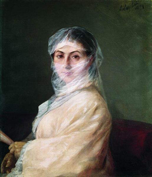 Retrato da esposa do artista Anna Burrazyan - 1882