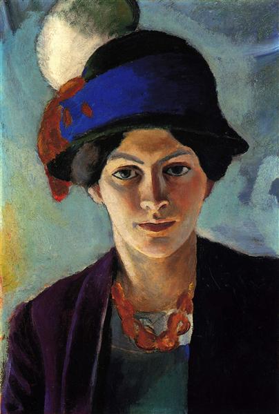 Portrait of the artist's wife with a hat - 1909