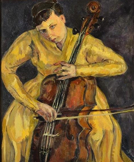 Retrato de Vera Poppe tocando violoncelo - 1943