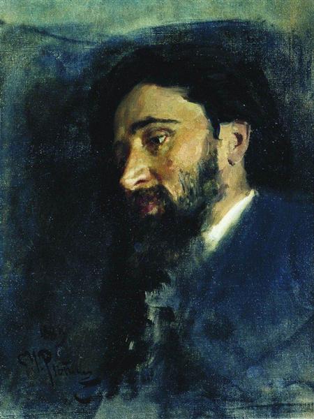 Retrato do escritor Vsevolod Mikhailovich Gars. Estudar. - 1883