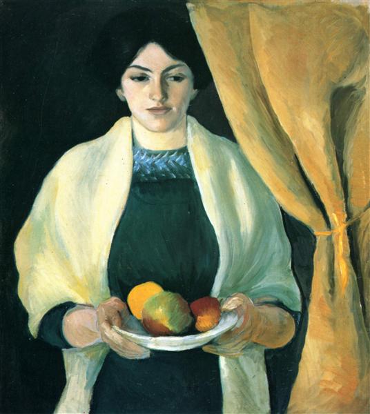 Porträt mit Äpfeln (Porträt der Frau des Künstlers) - 1909