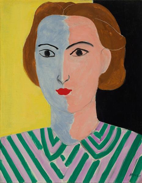 Portrait with Pink and Blue Face 1936 