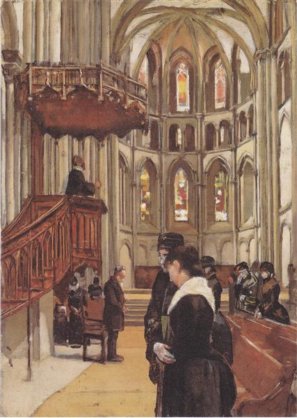 Prière dans la cathédrale de Saint Pierre de Genève - 1882