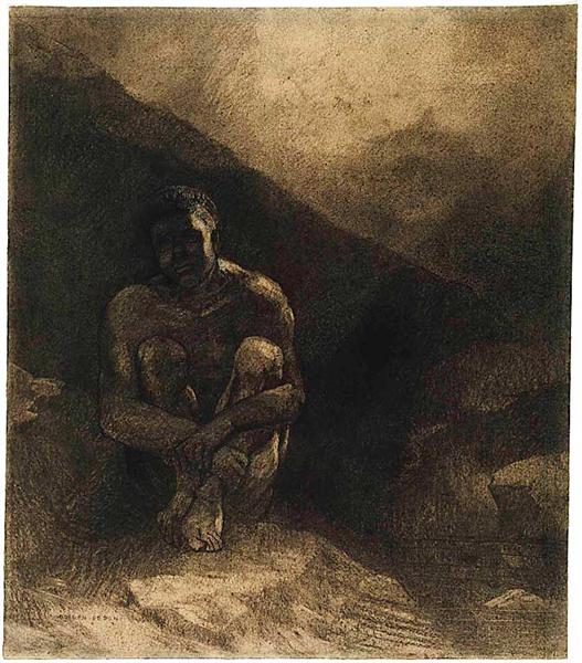 Primitive Man Sitting In The Shadow