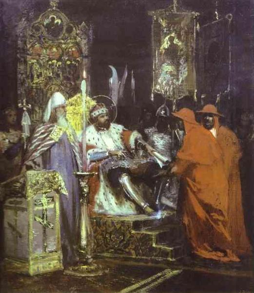 Le prince Alexander Nevsky reçoit l'héritage papal - 1876