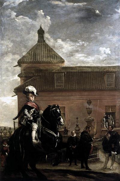 Prins Baltasar Carlos med grev hertug av Olivares i Royal Mews - 1636