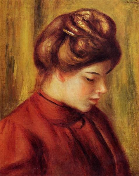 Perfil De Una Mujer Con Blusa Roja - 1897