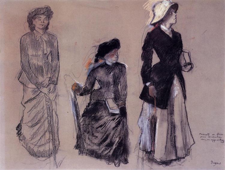 Projet de portraits dans une frise - trois femmes - 1879