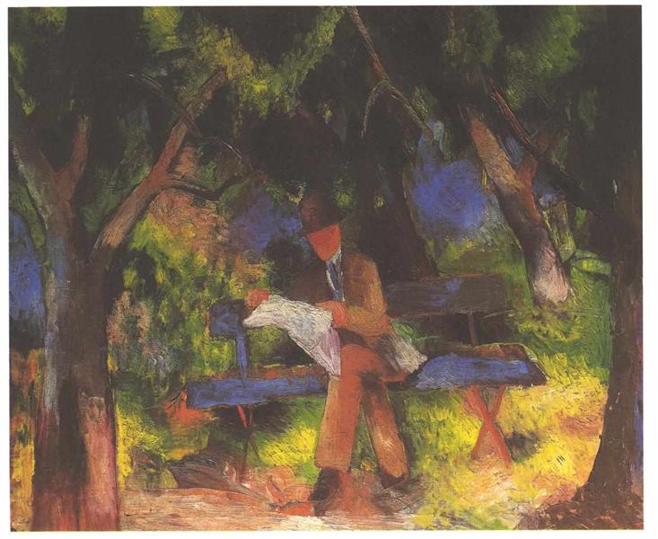 Man Lire dans le parc - 1914