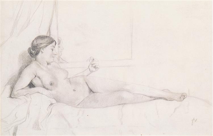 Nude sdraiato su un divano - 1905