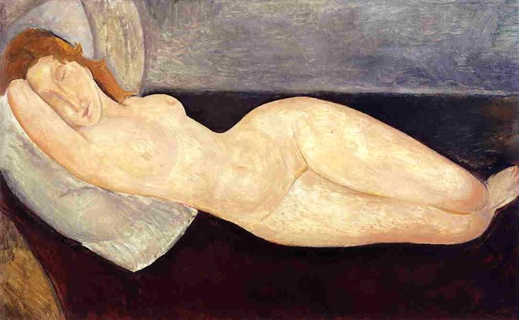 Naked reclined with the head resting on the right arm - 1919