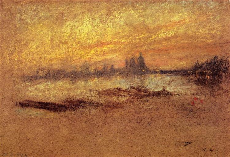 Red and gold: greeting - sunset - 1880