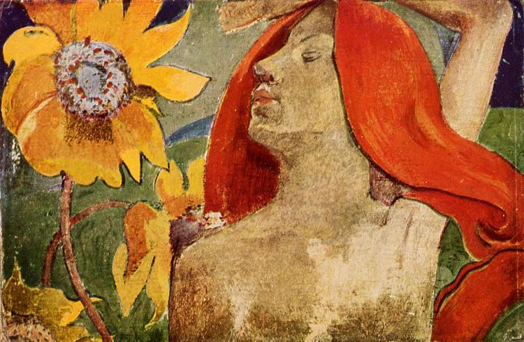 Red Women and Sunflowers - 1890