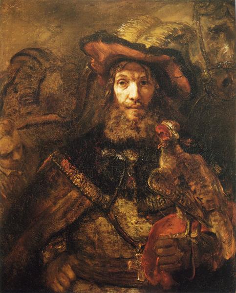 Homme avec Hawk (peut-être San Bavón)