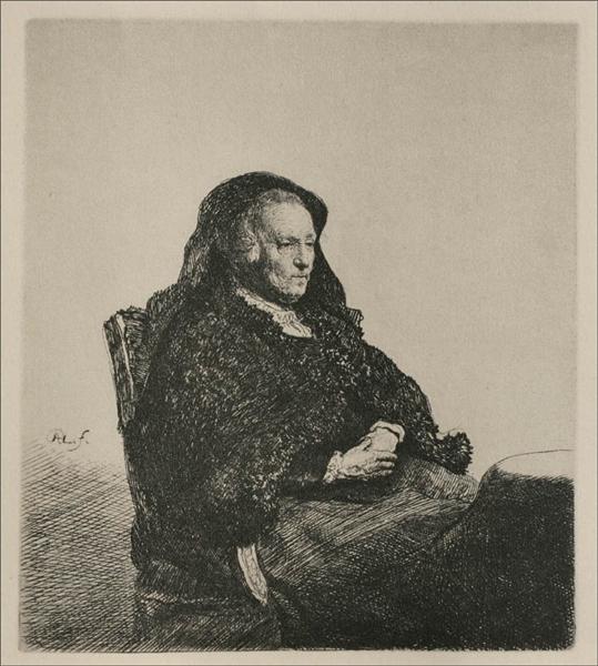 Rembrandt's mother - Sitting - Looking right - 1631