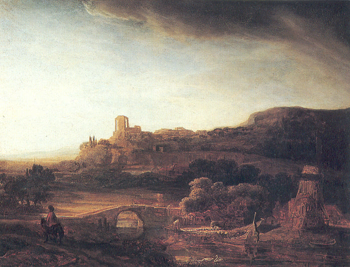 Paisaje Fluvial Con Molino De Viento - 1640