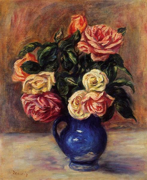 Rosas in einer blauen Vase - 1900