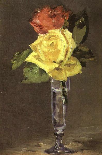 Rosas em uma taça de champanhe - 1882