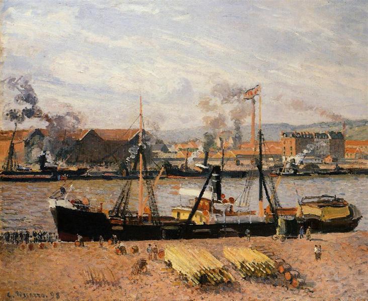 Puerto de Rouen - drewniany rozładowanie - 1898