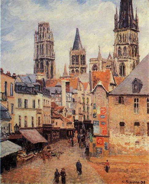 Rue de l'Epicerie in Rouen - On a Grey Morning - 1898