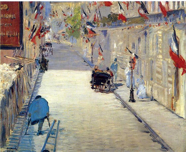 Rue Mosnier decorated with flags - 1878