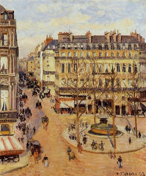 Rue Saint Honore Effect of the Morning Sun - Place du Theatre Francais - 1898