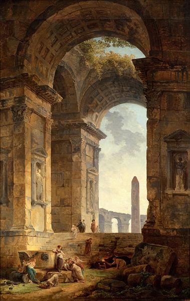 Ruins with an obelisk in the distance - 1775