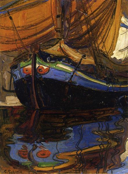 Sailboat with a reflection in the water - 1908