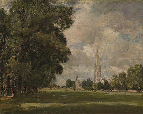 Salisbury cathedral from Lower Marsh Close - 1820