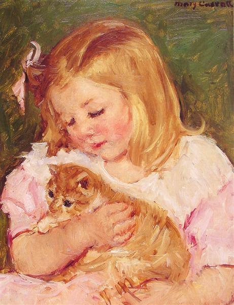 Sara holding a cat - 1908