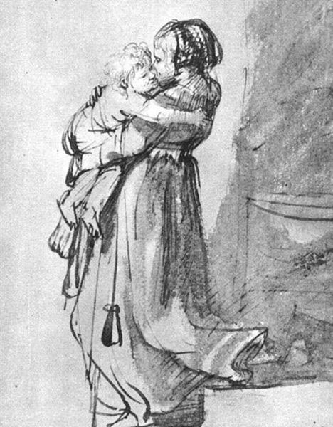 Saskia avec un enfant - 1636