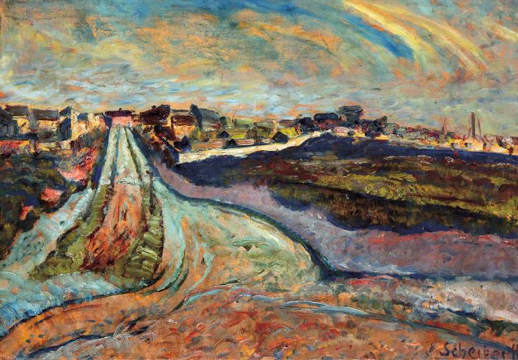 VárosSzélén1920 -Olaj -Karton -68x97cm -1920