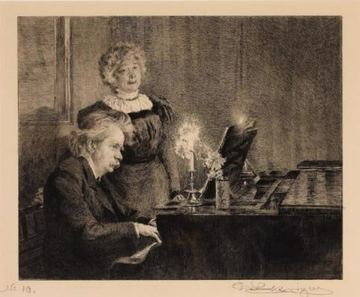 Edvard Grieg accompagne la chanson de Mme Nina Grieg