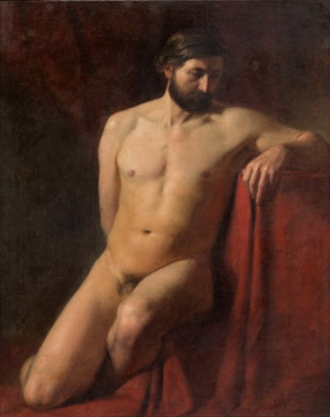 Male nude with curtain