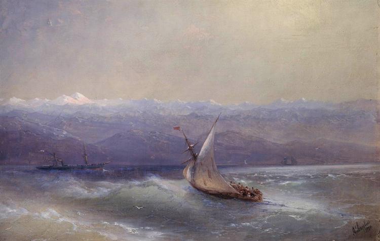 Sea at the bottom of the mountains - 1880