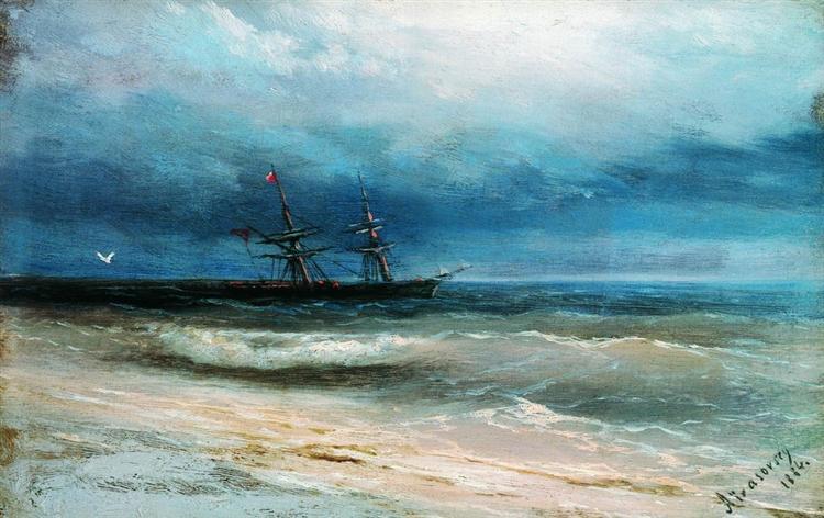 Sea with a ship - 1884