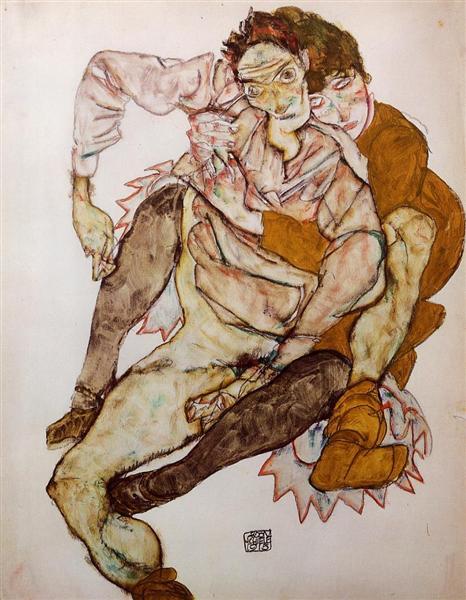 Para siedząca (Egon i Edith Schiele) - 1915