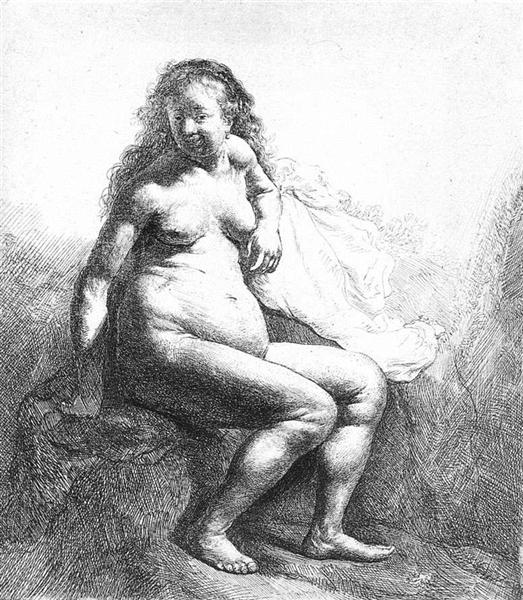 Sentado nude feminino - 1631