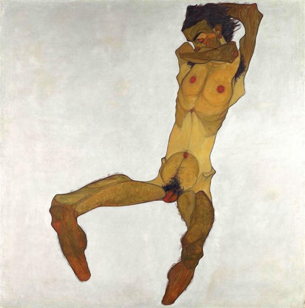 Seduto maschio nudo (auto -portrait) - 1910