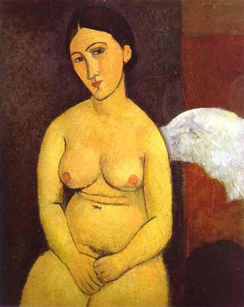 Sitting nude - 1917