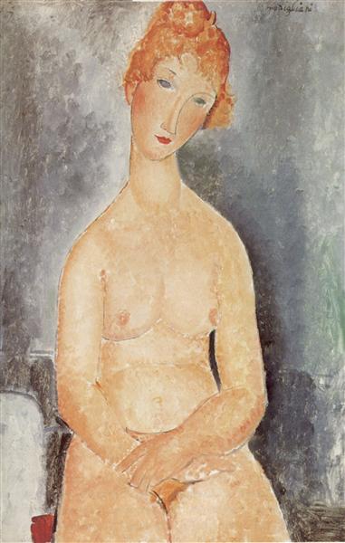 Seduto nudo - 1918