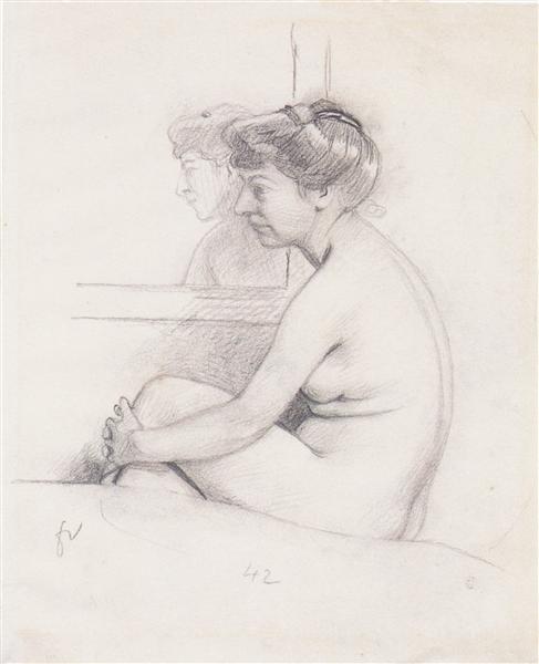 Nude sitting on a couch - 1905