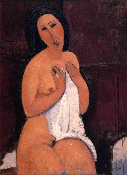 Nude Sitting with a shirt - 1917