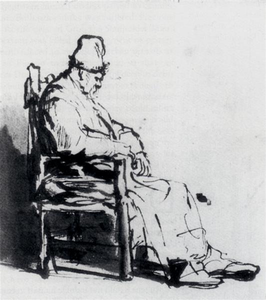 Elder sitzt (möglicherweise Rembrandts Vater)