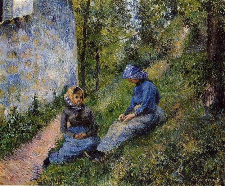 Seated Peasants - Sewing - 1881